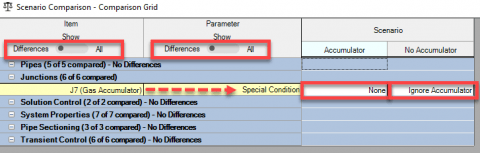 Figure 3: Using the Scenario Comparison Tool to check the differences between scenarios