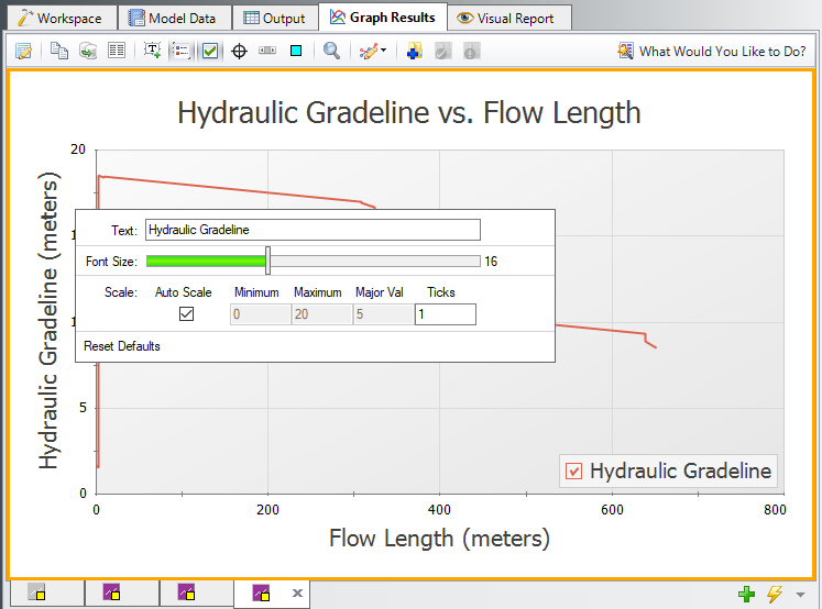 Formatting menu for the vertical axis in the Graph Results window of AFT Fathom, accessed by right clicking on the axis label