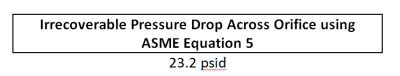 FIGURE 4: Irrecoverable Pressure Drop Across an Orifice using ASME Equation 5