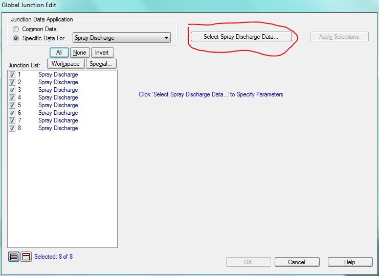 Step 3. Open the spray discharge junction window for data entry
