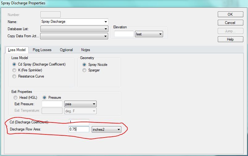 Step 4. Enter data to be changed in the spray discharge properties window template and then click the OK button