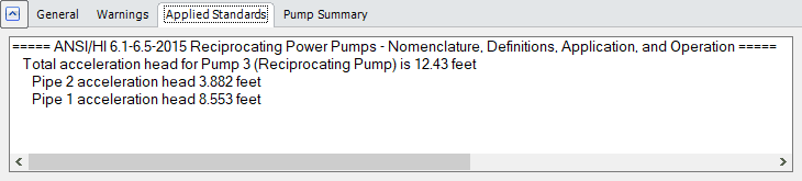 Output for AFT Fathom showing the applied standard