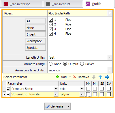Figure 8: Profile tab on the Graphing Section of the Quick Access Panel