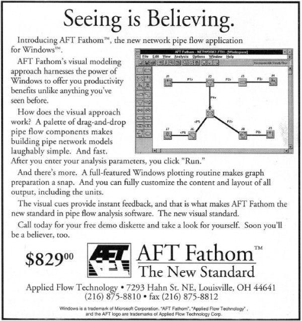 First advertisement for AFT Fathom 1.0 in April, 1994