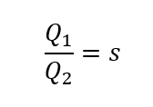 Flow rate at the rated speed divided by the flow rate at the new speed equals s, the speed ratio.