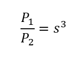 Power at the rated speed divided by power at the new speed equals the speed ratio cubed.