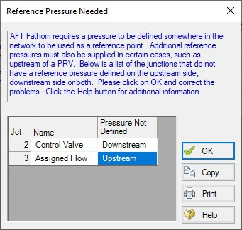 Reference Pressure Needed Message in AFT Fathom
