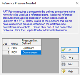 Reference Pressure Needed Message