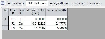 Figure 5: Multiple Losses tab in AFT Fathom Output for the Model shown in Figure 1