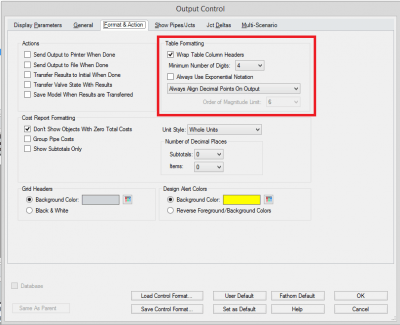 Output Control Window