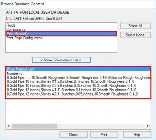 Figure 3 - Browse Database Content window allows you to see what custom information exists in different database sections.
